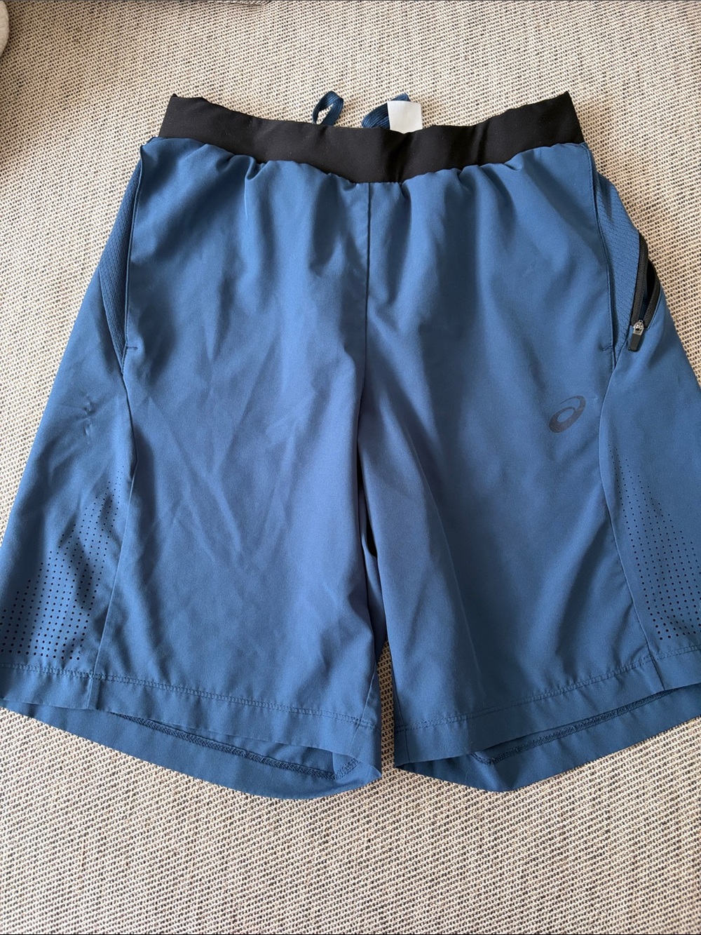 ASICS Men's Slate Blue Athletic Shorts with Black Waistband